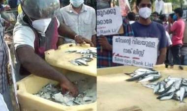 സെക്രട്ടറിയേറ്റിന് മുമ്ബില്‍ മീന്‍ വില്‍പ്പന നടത്തി ഉദ്യോഗാര്‍ത്ഥികള്‍; 26ാം ദിവസവും സമരച്ചൂടില്‍ സെക്രട്ടറിയേറ്റ് പരിസരം