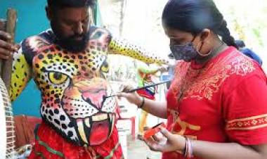 തൃശൂര്‍ നഗരം ആഹ്ലാദത്തിന്റെ പുലിപ്പേടിയില്‍ ഇരുനൂറ്റിയമ്പതിലേറെ പുലികള്‍ സ്വരാജ്  റൗണ്ട് കീഴടക്കാനെത്തും