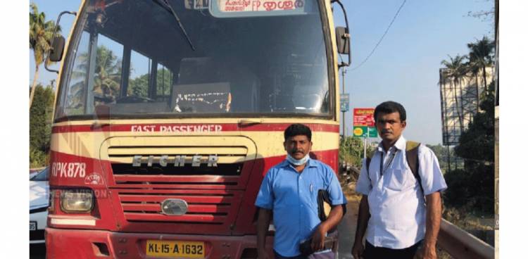 കെ.എ.ആർ.ടി.സി ബസ് ജീവനക്കാരുടെ സമയോചിതമാ യ ഇടപെടൽ മൂലം വൻ ദുരന്തം ഒഴിവായി
